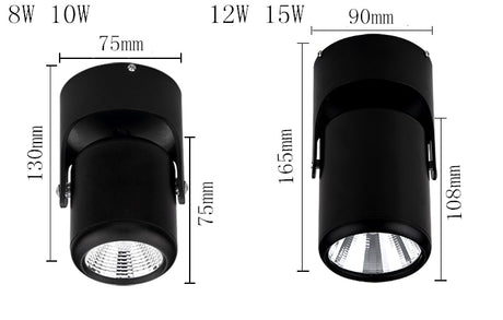 White Black Dimmable Rotating LED Downlights Surface Mounted Adjustment COB AC85-265V 8W 10W 12W 15W LED Ceiling Lamp Spot light