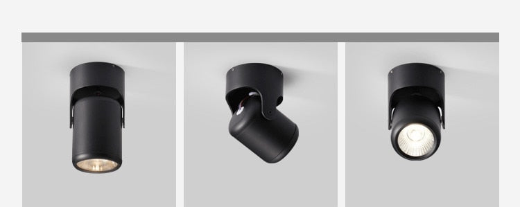 White Black Dimmable Rotating LED Downlights Surface Mounted Adjustment COB AC85-265V 8W 10W 12W 15W LED Ceiling Lamp Spot light