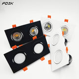 Square Dimmable Recessed COB LED Downlights 2x7W 2x9W 2x12W LED Ceiling Spot Lights AC85-265V LED Ceiling Lamps Indoor Lighting