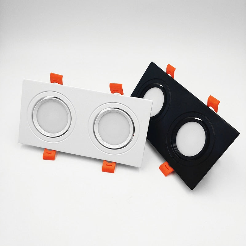 Square Dimmable Recessed COB LED Downlights 2x7W 2x9W 2x12W LED Ceiling Spot Lights AC85-265V LED Ceiling Lamps Indoor Lighting