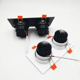 Square Dimmable Recessed COB LED Downlights 2x7W 2x9W 2x12W LED Ceiling Spot Lights AC85-265V LED Ceiling Lamps Indoor Lighting