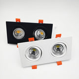 Square Dimmable Recessed COB LED Downlights 2x7W 2x9W 2x12W LED Ceiling Spot Lights AC85-265V LED Ceiling Lamps Indoor Lighting