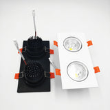 Square Dimmable Recessed COB LED Downlights 2x7W 2x9W 2x12W LED Ceiling Spot Lights AC85-265V LED Ceiling Lamps Indoor Lighting