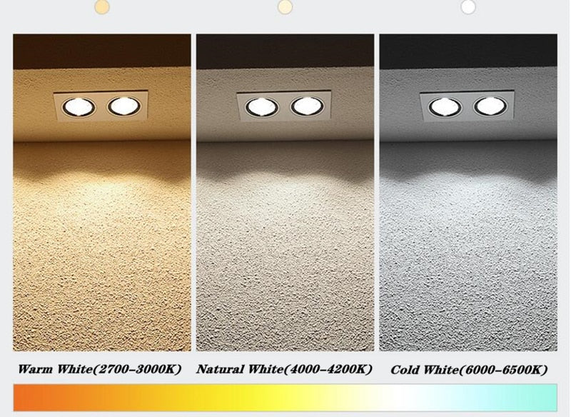 Square Dimmable Recessed COB LED Downlights 2x7W 2x9W 2x12W LED Ceiling Spot Lights AC85-265V LED Ceiling Lamps Indoor Lighting