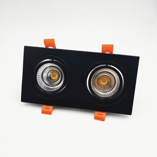 Square Dimmable Recessed COB LED Downlights 2x7W 2x9W 2x12W LED Ceiling Spot Lights AC85-265V LED Ceiling Lamps Indoor Lighting