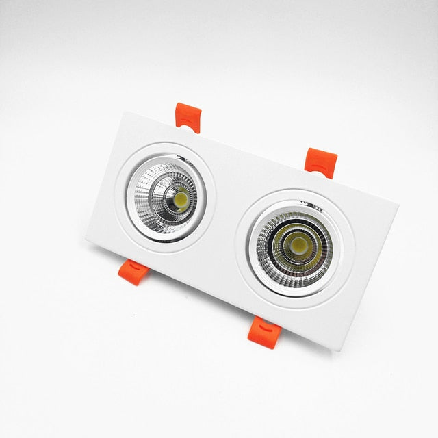 Square Dimmable Recessed COB LED Downlights 2x7W 2x9W 2x12W LED Ceiling Spot Lights AC85-265V LED Ceiling Lamps Indoor Lighting