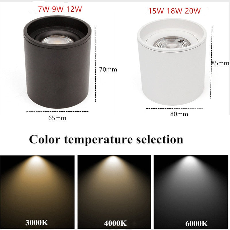 Dimmable Round 7W 9W 12W 15W 18W 20W Angle Adjustable LED Downlight Ceiling Spot Light Living Room Bedroom Household