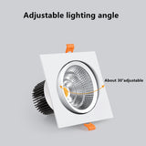 Anti-glare Square LED COB Downlight 7W 15W 25W 30W Dimmable 110V 220V Ceiling Spotlight 3000K 4000K 6000K For Bedroom Lighting