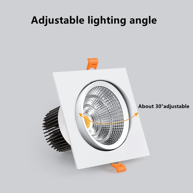 Anti-glare Square LED COB Downlight 7W 15W 25W 30W Dimmable 110V 220V Ceiling Spotlight 3000K 4000K 6000K For Bedroom Lighting