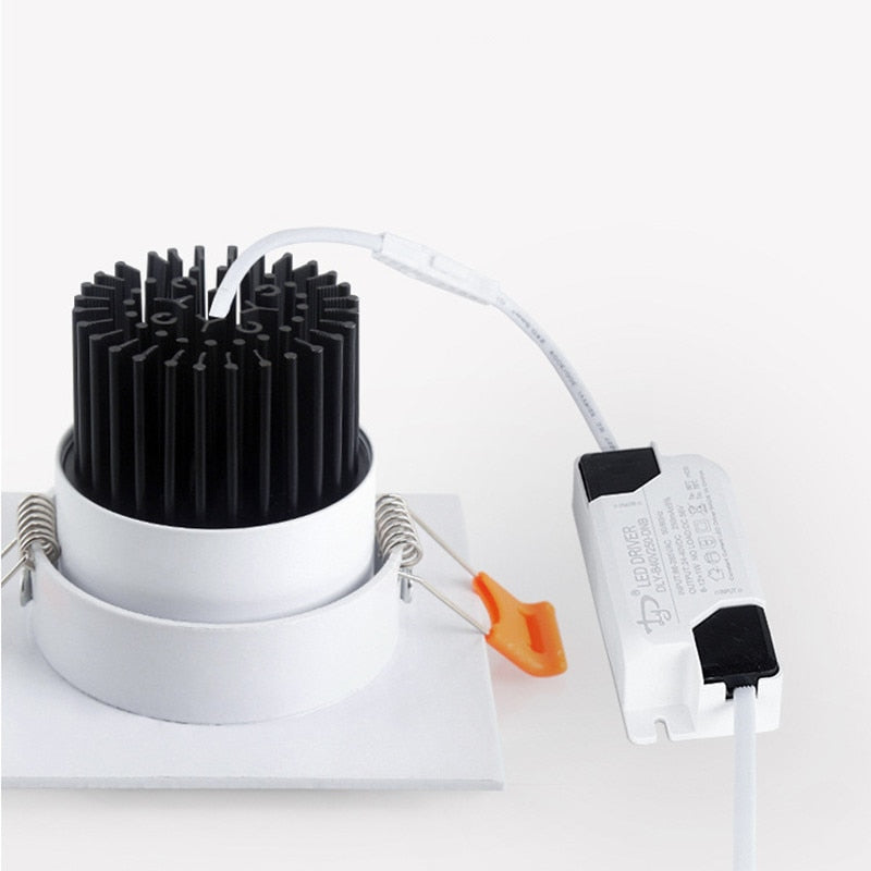 Anti-glare Square LED COB Downlight 7W 15W 25W 30W Dimmable 110V 220V Ceiling Spotlight 3000K 4000K 6000K For Bedroom Lighting