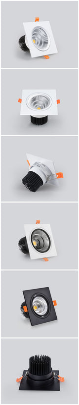 Anti-glare Square LED COB Downlight 7W 15W 25W 30W Dimmable 110V 220V Ceiling Spotlight 3000K 4000K 6000K For Bedroom Lighting