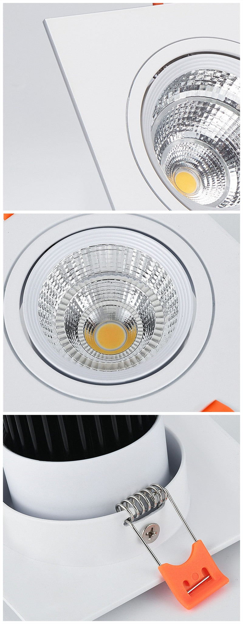 Anti-glare Square LED COB Downlight 7W 15W 25W 30W Dimmable 110V 220V Ceiling Spotlight 3000K 4000K 6000K For Bedroom Lighting