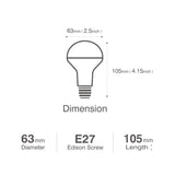 E27 LED Downlights Bulb with 8W,2700K,6000K(R63/Non-Dimmable/120° Beam Angle with Milky Diffuser/Spot light/Reflector) Pack of 5