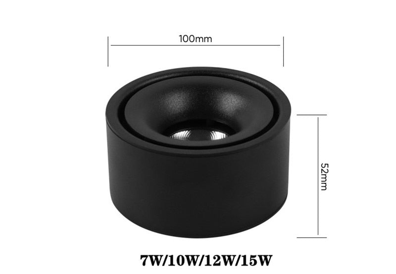 Round dimmable Led surface mounted spotlight COB ceiling spotlight 7W/10W 12W 15W living room surface mounted downlight
