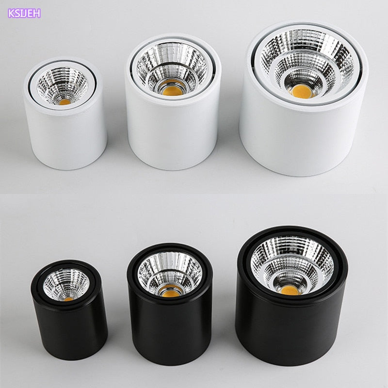 LED downlight Dimmable COB spotlight 7W 9W 12W 15W adjustable angle surface mounted light indoor lighting AC85-265V