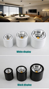 LED downlight Dimmable COB spotlight 7W 9W 12W 15W adjustable angle surface mounted light indoor lighting AC85-265V