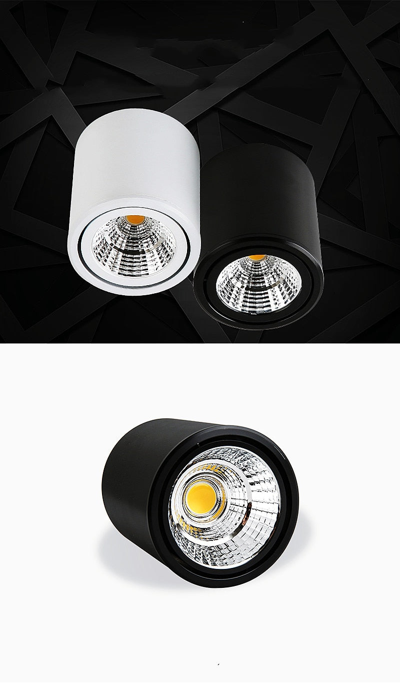 LED downlight Dimmable COB spotlight 7W 9W 12W 15W adjustable angle surface mounted light indoor lighting AC85-265V