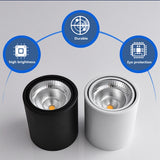 LED downlight Dimmable COB spotlight 7W 9W 12W 15W adjustable angle surface mounted light indoor lighting AC85-265V