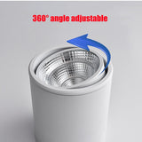 LED downlight Dimmable COB spotlight 7W 9W 12W 15W adjustable angle surface mounted light indoor lighting AC85-265V