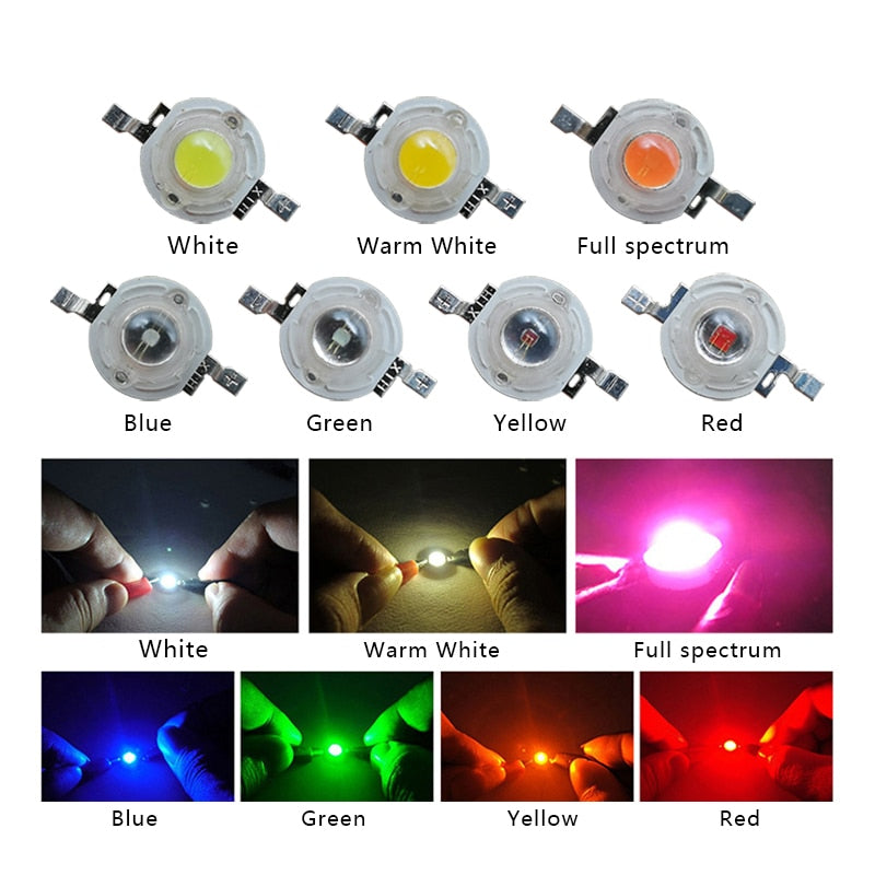 LED 1W 3W Wattage 100 Pieces LED Lighting Diode Headlight Power LED LED Flashlight For Downlight Projector LED Lamp Bulb DIY