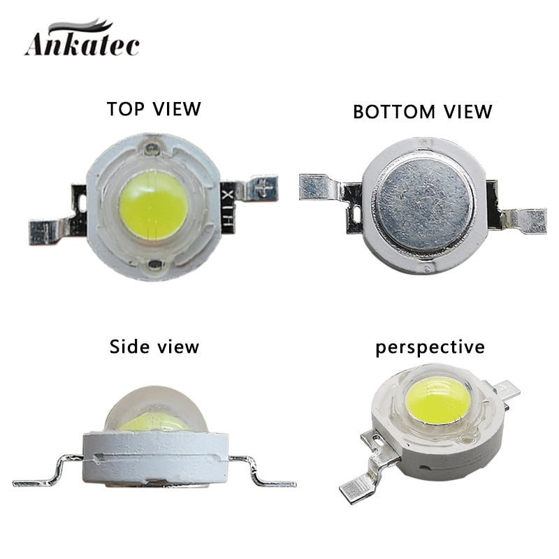 LED 1W 3W Wattage 100 Pieces LED Lighting Diode Headlight Power LED LED Flashlight For Downlight Projector LED Lamp Bulb DIY