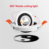 Round 360 Angle Adjustable LED COB Recessed Downlight Black/White 5W 7W 10W 12W 15W 18W LED Ceiling Spot Light Pic Background