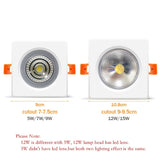 Recessed Led Downlight IP65 Waterproof Led Ceiling Lamp Square Indoor Spot Led Lamp 5W 12W 15W For Bathroom Living Room Balcony