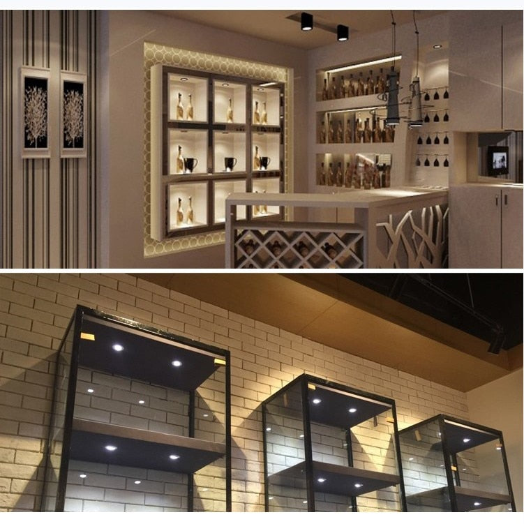 Mini COB Ceiling Light Showcase Jewery 12V 3W Cabinet Lighting LED Spot Light Cut Out Hole 40-45mm