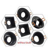  Black Downlight GU5.3/GU10/MR16 E27 LED Bulb 12V 90V-265V Round Square Recessed Frame Ring Changeable 75MM 90MM CE