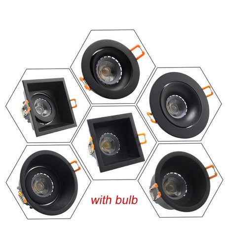 Black Downlight GU5.3/GU10/MR16 E27 LED Bulb 12V 90V-265V Round Square Recessed Frame Ring Changeable 75MM 90MM CE