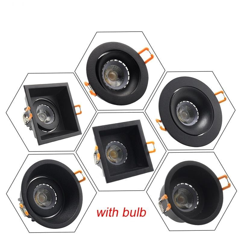  Black Downlight GU5.3/GU10/MR16 E27 LED Bulb 12V 90V-265V Round Square Recessed Frame Ring Changeable 75MM 90MM CE