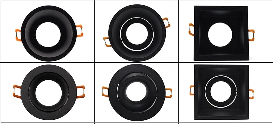  Black Downlight GU5.3/GU10/MR16 E27 LED Bulb 12V 90V-265V Round Square Recessed Frame Ring Changeable 75MM 90MM CE