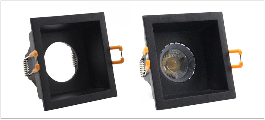  Black Downlight GU5.3/GU10/MR16 E27 LED Bulb 12V 90V-265V Round Square Recessed Frame Ring Changeable 75MM 90MM CE