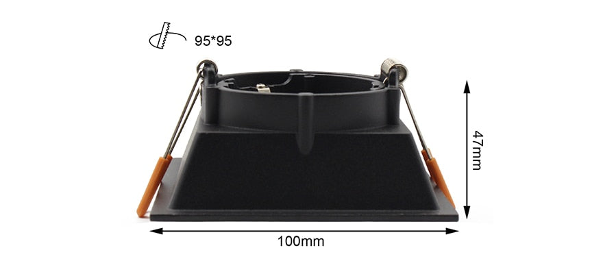  Black Downlight GU5.3/GU10/MR16 E27 LED Bulb 12V 90V-265V Round Square Recessed Frame Ring Changeable 75MM 90MM CE