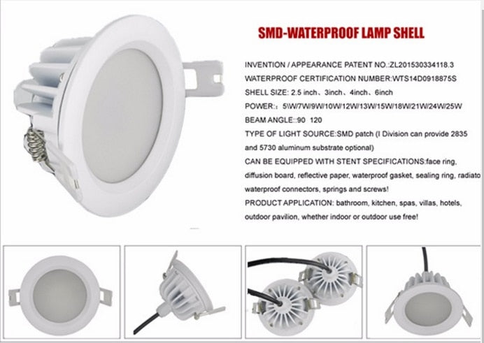 High quality ultra brightness SMD 5730 waterproof led downlight ip65 round 5W 7W 9W 10W 12W 13W 15W 16W round