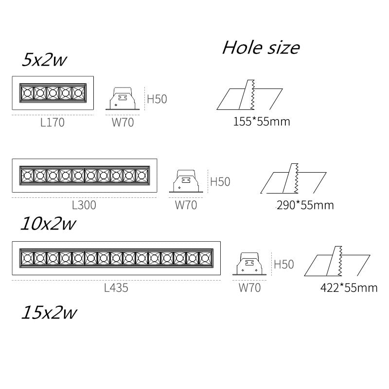 Adjust Ang Dimmable LED Downlight Spot Light Line Light Bar Creative Linear Long Strip 10W 20W 30W Living Room Corridor Recessed
