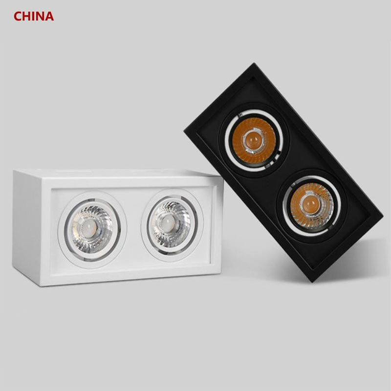 Super Brightness AC 85-230V Square Surface Mounted LED COB Dimmable Downlights 10W 15W 2X10W 2X15W LED Ceiling Lamp Spot Light