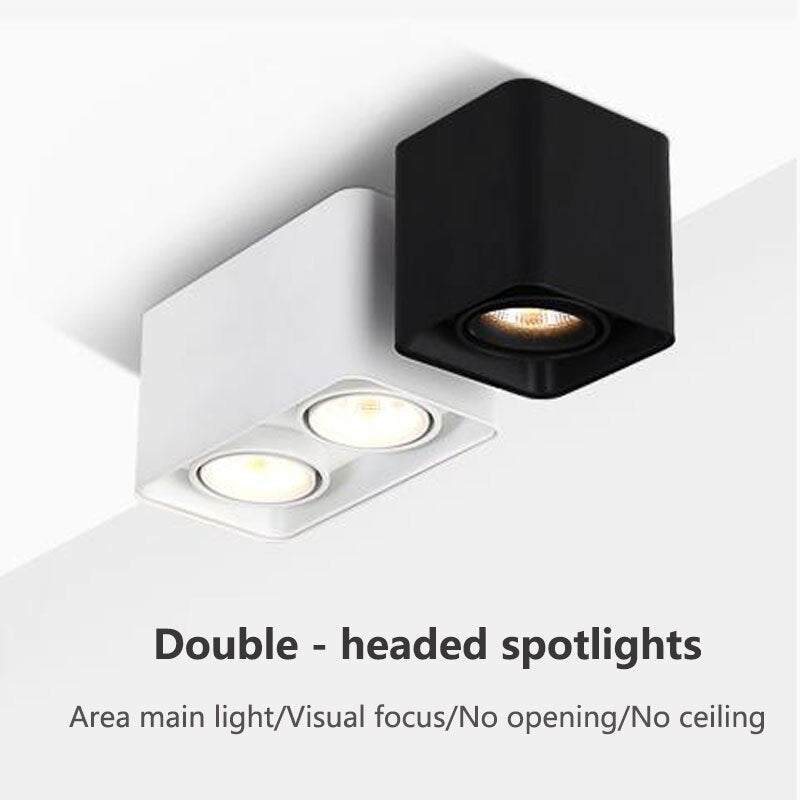 Super Brightness AC 85-230V Square Surface Mounted LED COB Dimmable Downlights 10W 15W 2X10W 2X15W LED Ceiling Lamp Spot Light