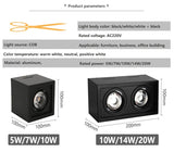 Super Brightness AC 85-230V Square Surface Mounted LED COB Dimmable Downlights 10W 15W 2X10W 2X15W LED Ceiling Lamp Spot Light