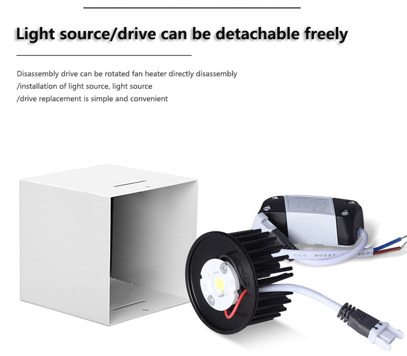 Super Brightness AC 85-230V Square Surface Mounted LED COB Dimmable Downlights 10W 15W 2X10W 2X15W LED Ceiling Lamp Spot Light