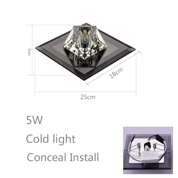 Modern and simple led diamond crystal aisle light corridor light hallway light embedded creative home downlight spotlight