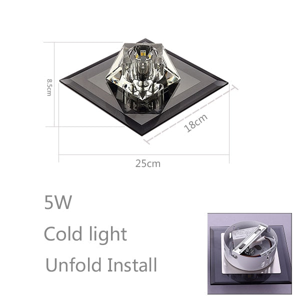 Modern and simple led diamond crystal aisle light corridor light hallway light embedded creative home downlight spotlight