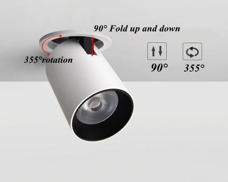 Rotation Foldable Dimmable Led Downlights 9w 12w 15w 90° Cob Recessed Led Ac 220V Ceiling Lamps Indoor Lighting Living Room