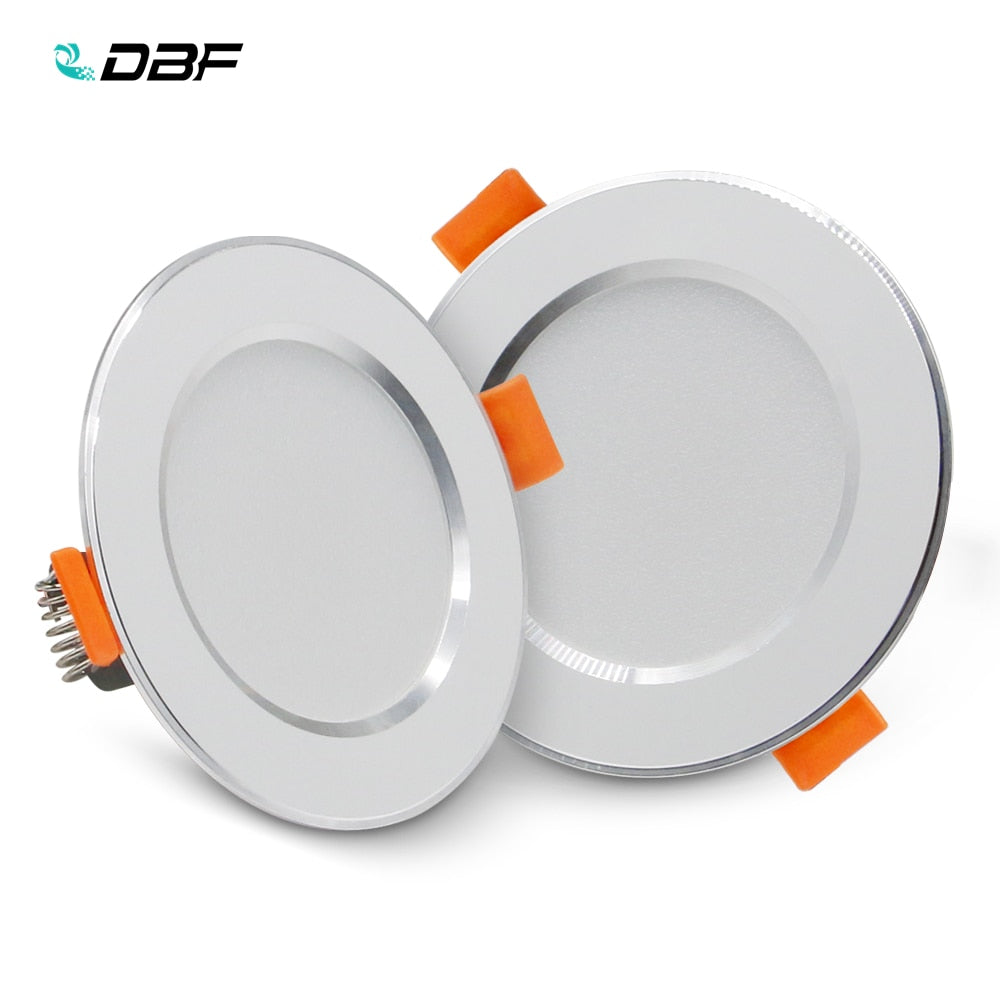 DBF 2pcs/Lot Thin White+Silver 2-in-1 LED Recessed Downlight 3W 5W 7W 9W 12W Aluminum AC220V Driverless LED Ceiling Spot Light