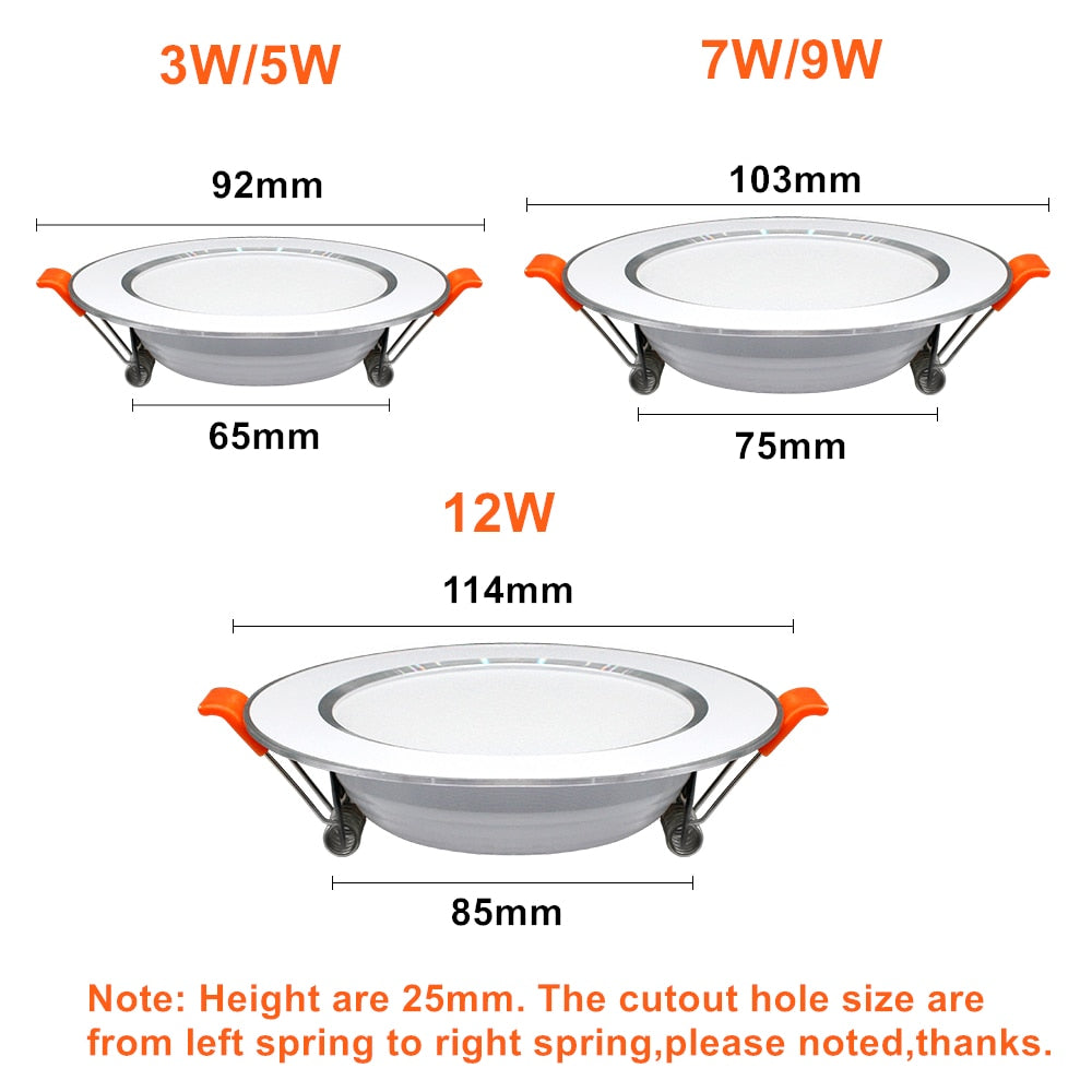 DBF 2pcs/Lot Thin White+Silver 2-in-1 LED Recessed Downlight 3W 5W 7W 9W 12W Aluminum AC220V Driverless LED Ceiling Spot Light