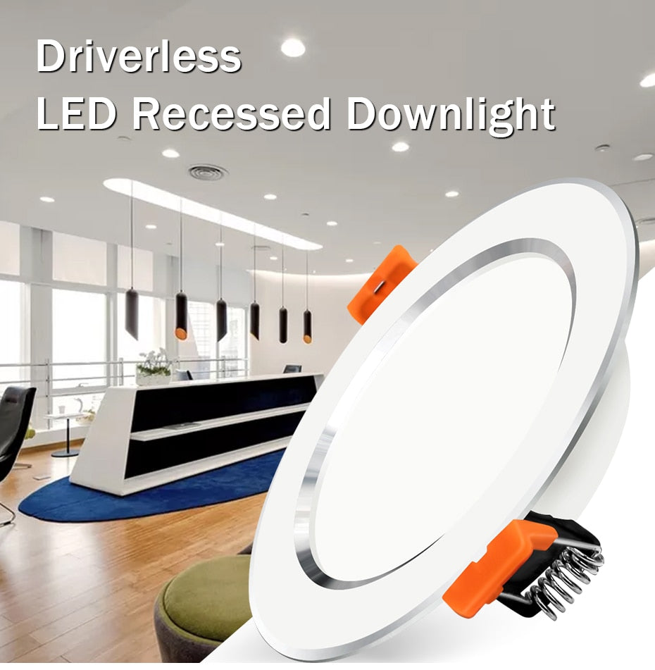 DBF 2pcs/Lot Thin White+Silver 2-in-1 LED Recessed Downlight 3W 5W 7W 9W 12W Aluminum AC220V Driverless LED Ceiling Spot Light