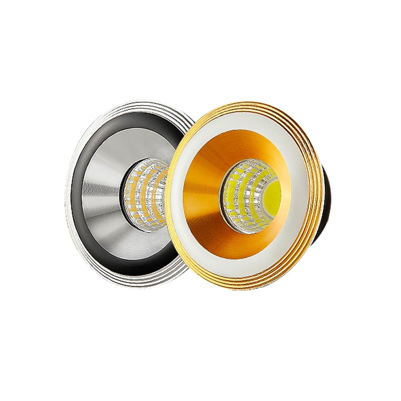 Gold Black 3W COB Spotlights Mini led ceiling Downlight AC85-265V lighting bulb for cabinet counter showcase with Drive