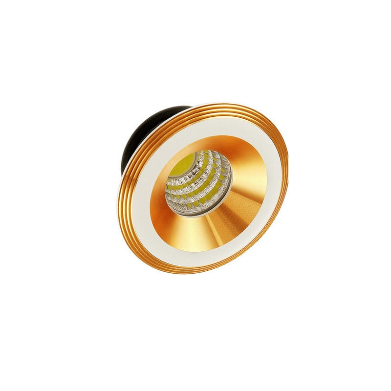 Gold Black 3W COB Spotlights Mini led ceiling Downlight AC85-265V lighting bulb for cabinet counter showcase with Drive
