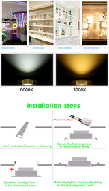 Gold Black 3W COB Spotlights Mini led ceiling Downlight AC85-265V lighting bulb for cabinet counter showcase with Drive