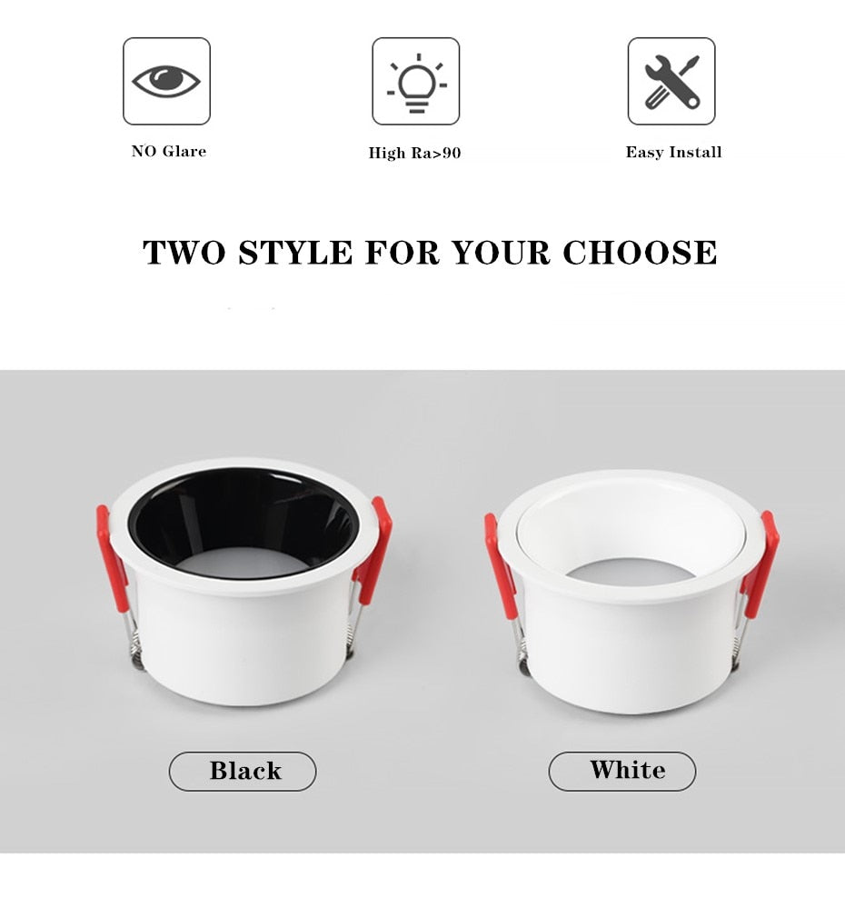 Anti-Glare LED Recessed Downlight 7W 12W Round Recessed Lamp 18W Led Ceiling Spot Light Indoor Background Spotlights AC220V 110V